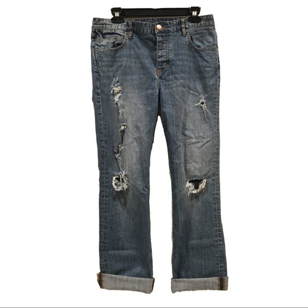 Quiksilver Distressed Low Rise Boyfriend Jeans